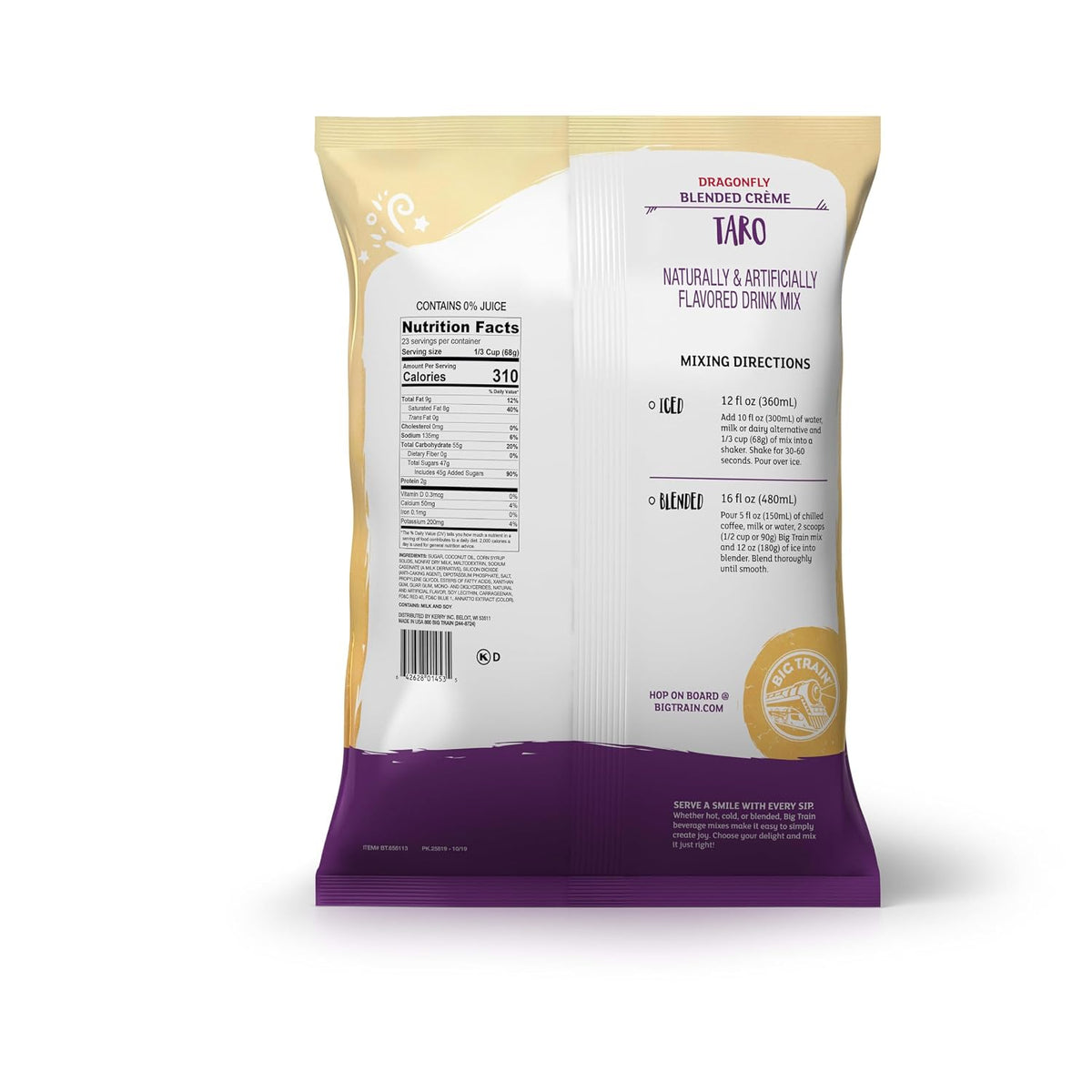 Big Train Dragonfly Taro Blended Crème Beverage Mix, 3.5 lb (Pack of 1)