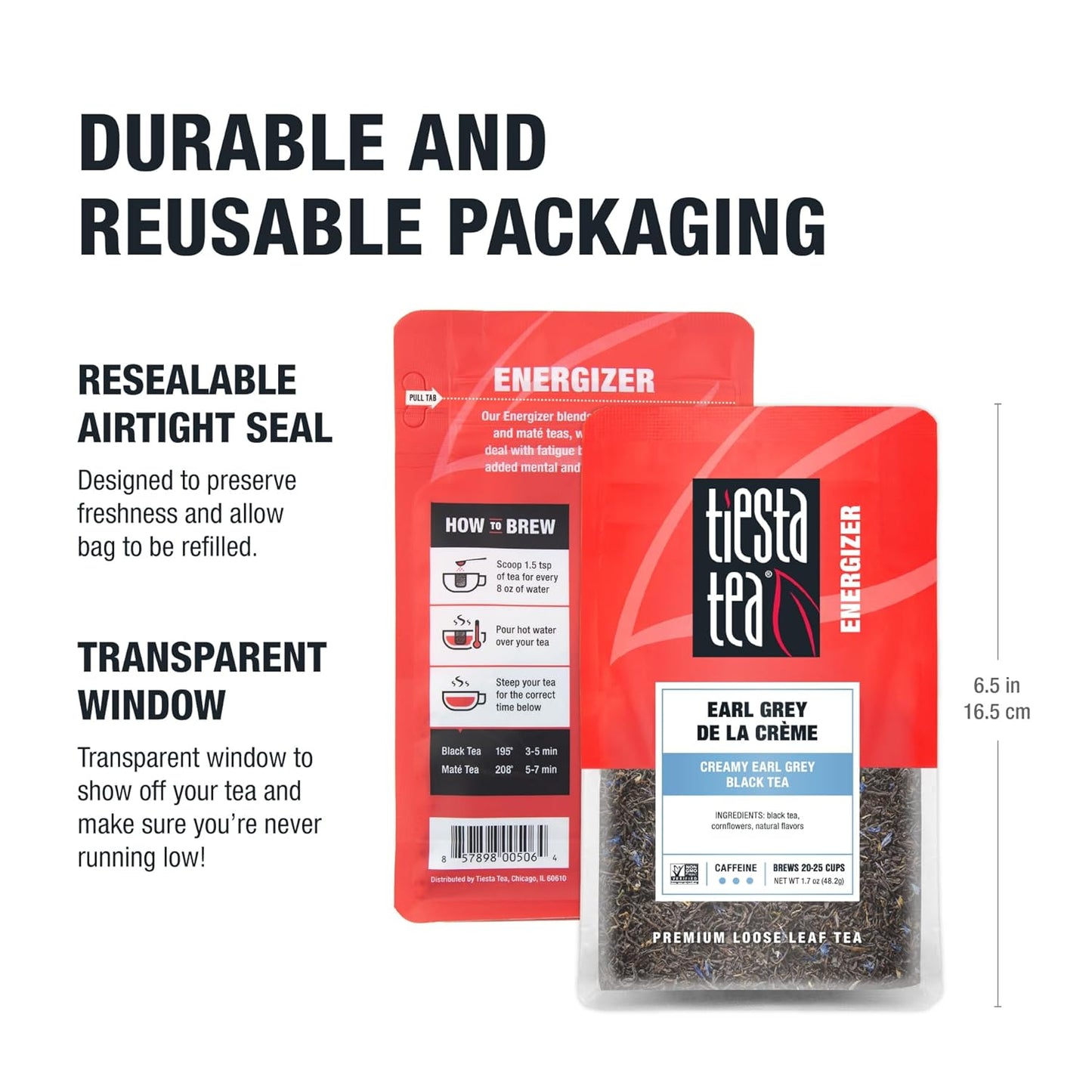 Tiesta Tea - Earl Grey de la Crème, Premium Loose Leaf Tea Blends, Caffeinated Black, Make Hot or Iced & Brews Up to 25 Cups - 1.7 Ounce Resealable Pouch