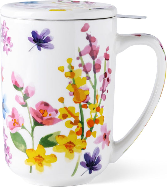 GBhome Tea Mug with Infuser and Lid,18 oz Loose Leaf Tea Cup with Steeper