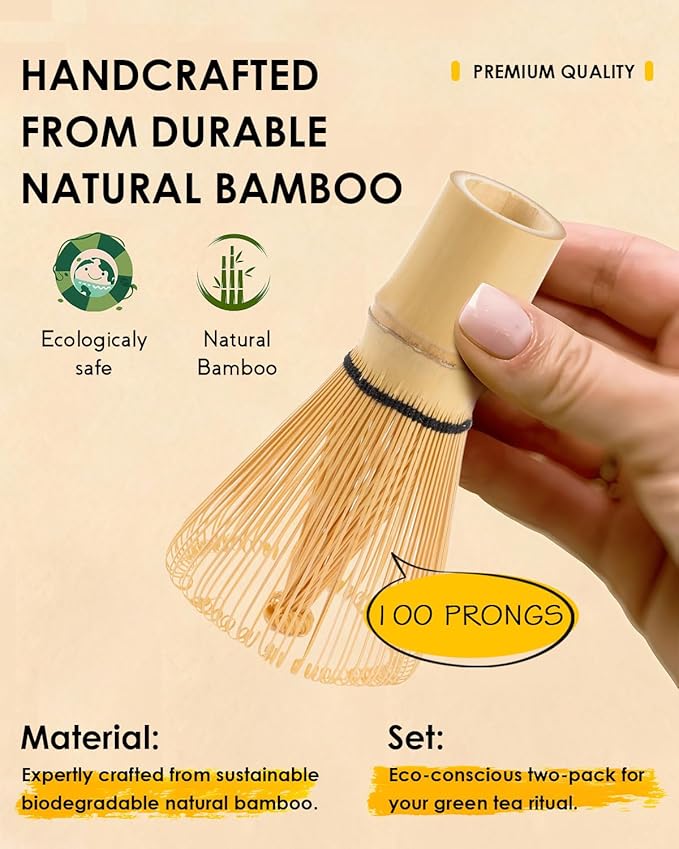 Matcha Whisk - 2-pack Bamboo matcha Whisk set, Handcrafted Traditional Japanese Chasen