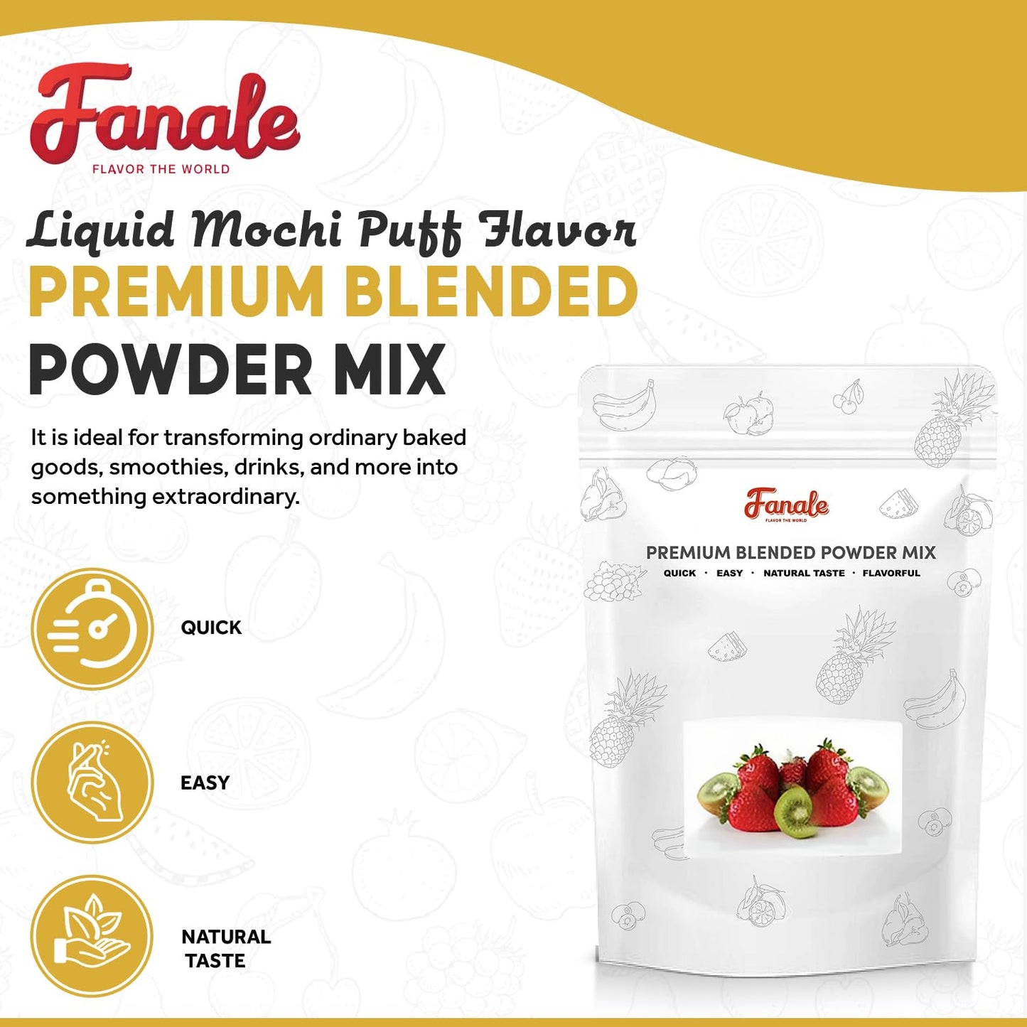 Fanale Mochi puff Milk Tea Powder, Instant Flavoring Powder, 2.2 lbs Pk-1 | Instant Flavoring Mix Perfect for Boba Milk Tea, Smoothies, Baking &amp; Desserts. Rich &amp; Creamy Beverage Powder, Easy to Prep