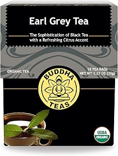 Buddha Teas - Organic Earl Grey Tea - Traditional Black Tea - For Health & Wellbeing - With Antioxidants & Minerals - Clean Ingredients - With Caffeine - OU Kosher & Non-GMO - 18 Tea Bags (Pack of 1)