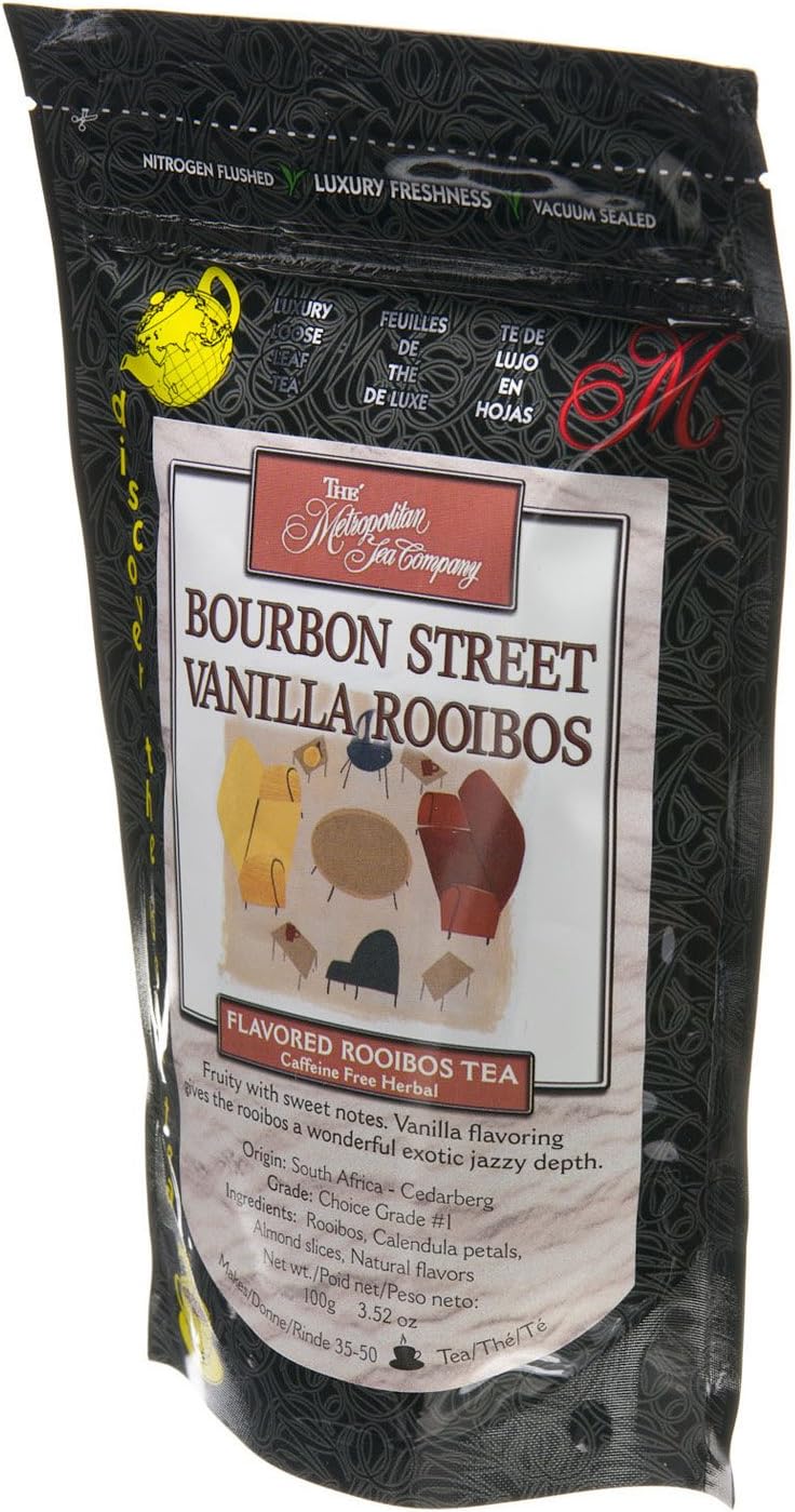 Metropolitan Tea Discovery Loose Tea Pack Bourbon Street Vanilla Flavored Rooibos 100gm Makes 30 - 45 Cups