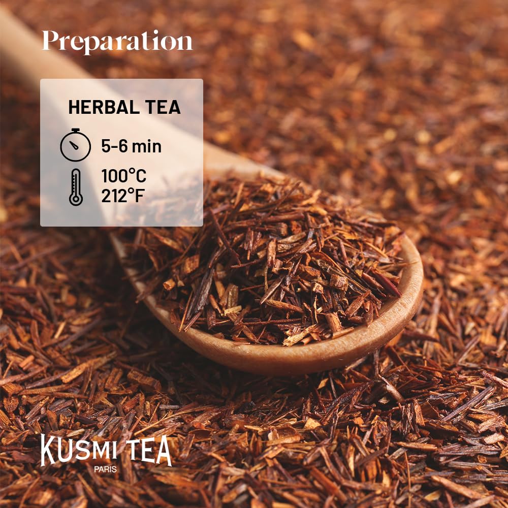 Kusmi Tea - Vanilla Rooibos - Organic Flavored Rooibos Tea - Rooibos based Herbal Tea with Vanilla Flavor - Caffeine Free - Enjoy Hot or Iced - Loose Leaf Tea - Tin Box of 3.5 oz for about 50 cups