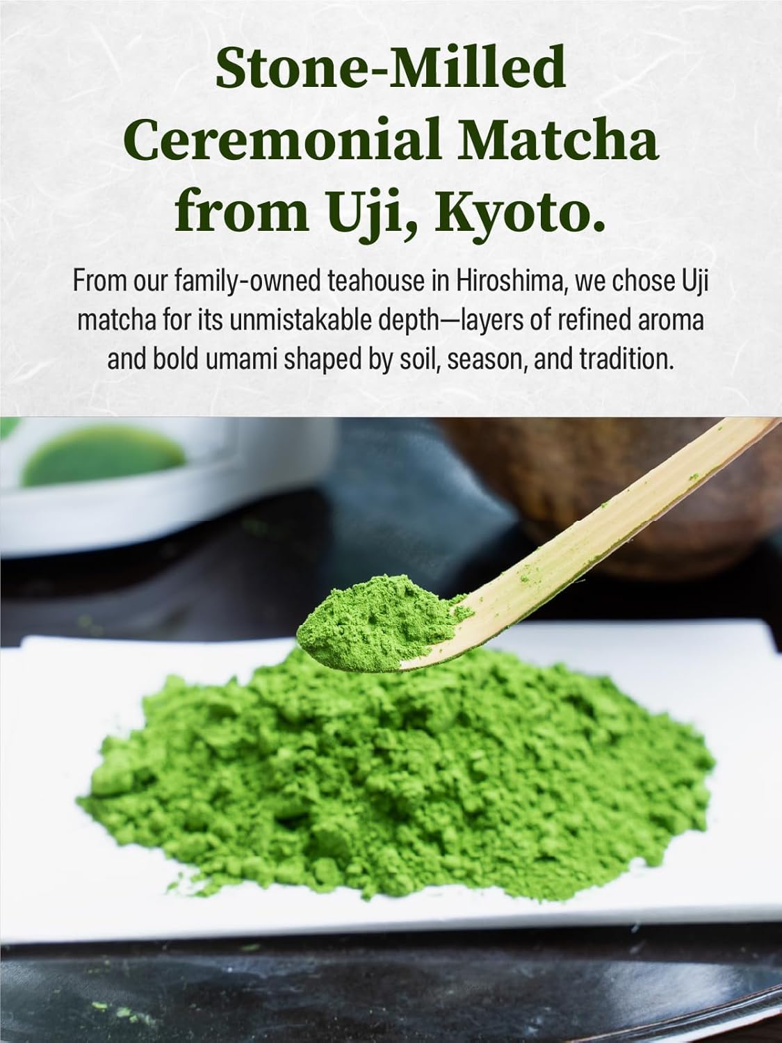 TAGASHIRA CHAHO "Saga no Mukashi" Uji Matcha Green Tea Powder (30g/1.06oz) - Hand-picked First Harvest, Stone Milled, Authentic Ceremonial Grade, 100% Product of Japan