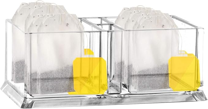 Small Tea Box for Coffee Sugar Bags Holder 5.8x3.2x2.36 inch,Transparent Coffee Sugar Bags Organizer for Home Containers