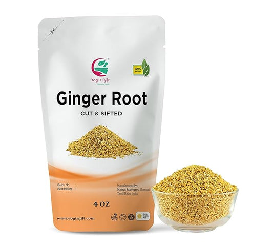 Dried Ginger Root 4 oz, Cut and Sifted Dried Ginger Pieces, As Spicy as Fresh, Flavourful Indian Spice