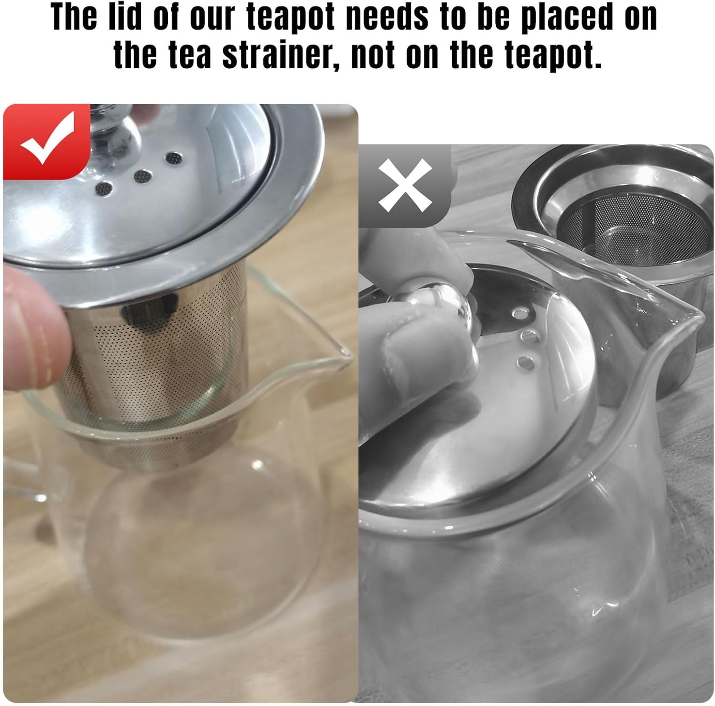 PARACITY Glass Teapot Stovetop 18.6 OZ, Borosilicate Clear Tea Kettle with Removable 18/8 Stainless Steel Infuser, Teapot Blooming and Loose Leaf Tea Maker Tea Brewer for Camping, Travel (550ML) | Tea infuser &amp; tea strainer. Blooming tea; clear teapot