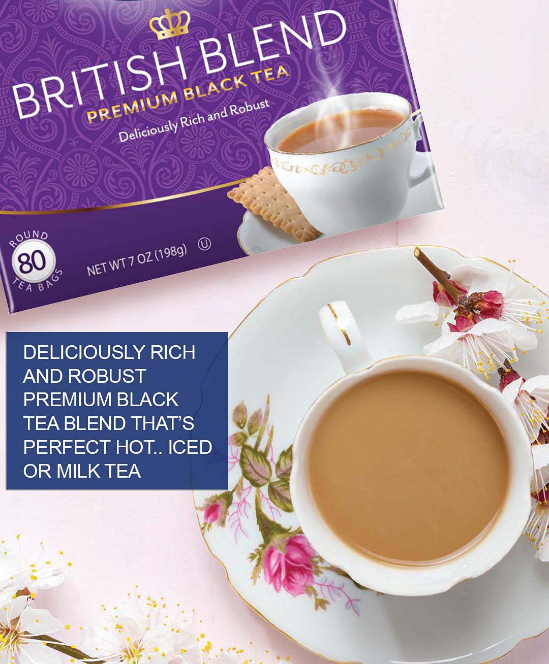 Tetley, British Blend Black Tea, 80 Count, Hot or Iced, Rich &amp; Robust Black Tea