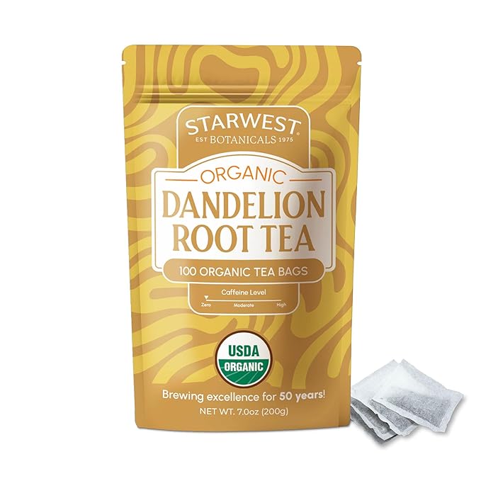 Starwest Botanicals Organic Dandelion Root Tea - Cleansing Herbal Tea, Caffeine Free, Natural Elimination Support
