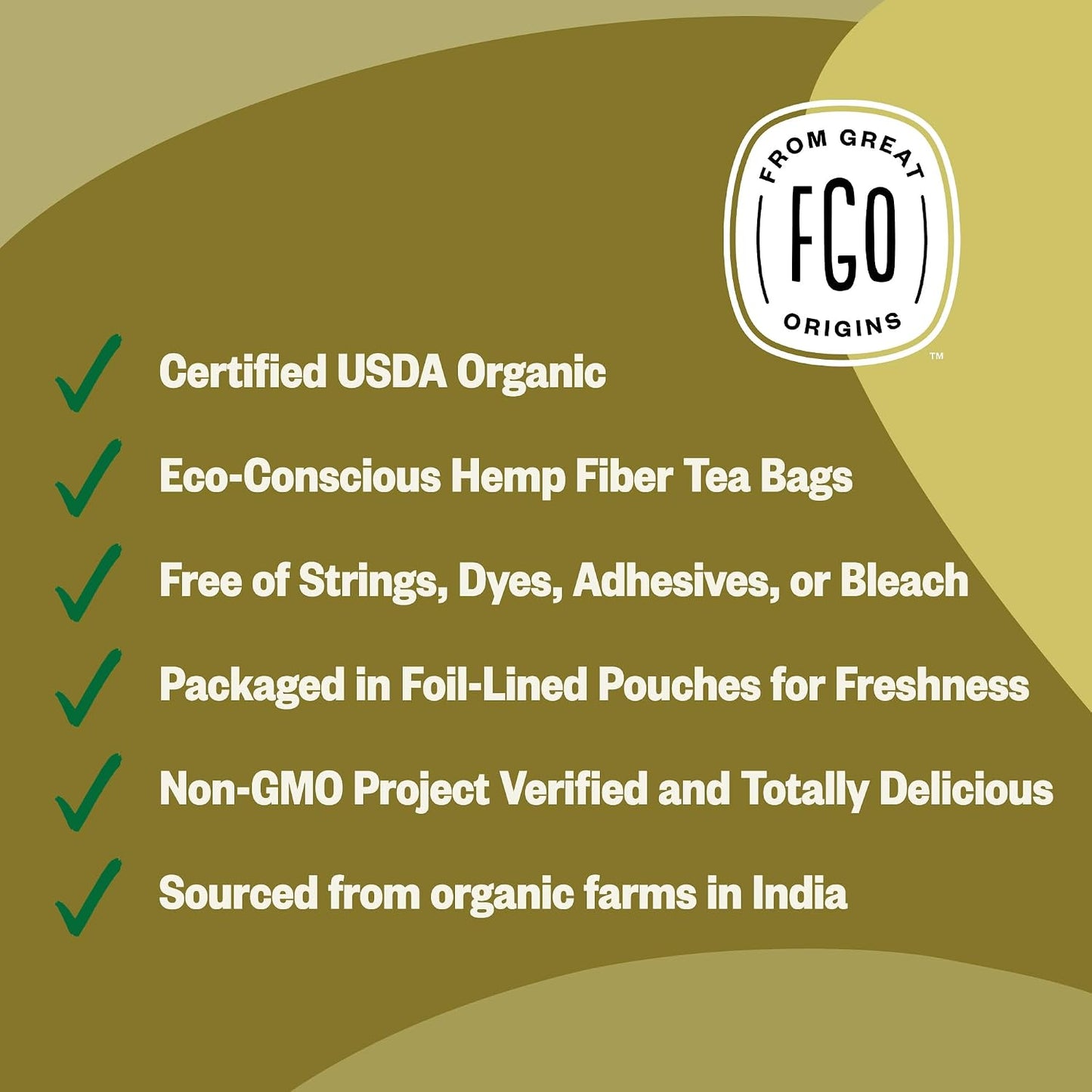 FGO Organic Ginger Tea, 100 Count, Eco-Conscious Tea Bags, Resealable Bag, Packaging May Vary (Pack of 1)