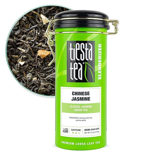 Tiesta Tea - Chinese Jasmine, Loose Leaf, Classic Jasmine, Medium Caffeinated Green Tea, Brews Up to 50 Cups, 4.5 Ounce Refillable Tin