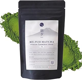 Asayu Japan Fuji Matcha Powder - Ceremonial Grade Green Tea, Mt. Fuji Source, Made in Japan (Pouch 100g)