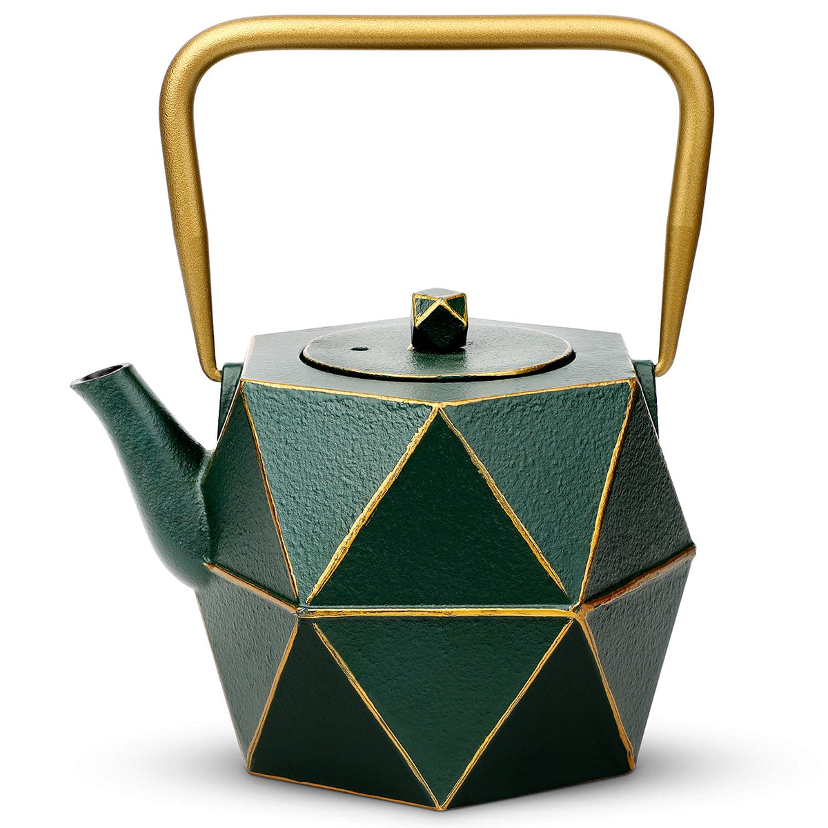 Toptier Cast Iron Teapot, Stovetop Safe Japanese Cast Iron Tea Kettle, Diamond Design Tea Pot with Removable Infuser for