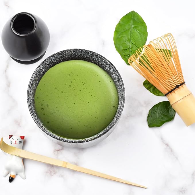 Matcha Tea Set, Matcha Accessories, Matcha Whisk Set Included Matcha Bowl, Bamboo Matcha Whisk, Scoop, Matcha Whisk Holder, Spoon Stand