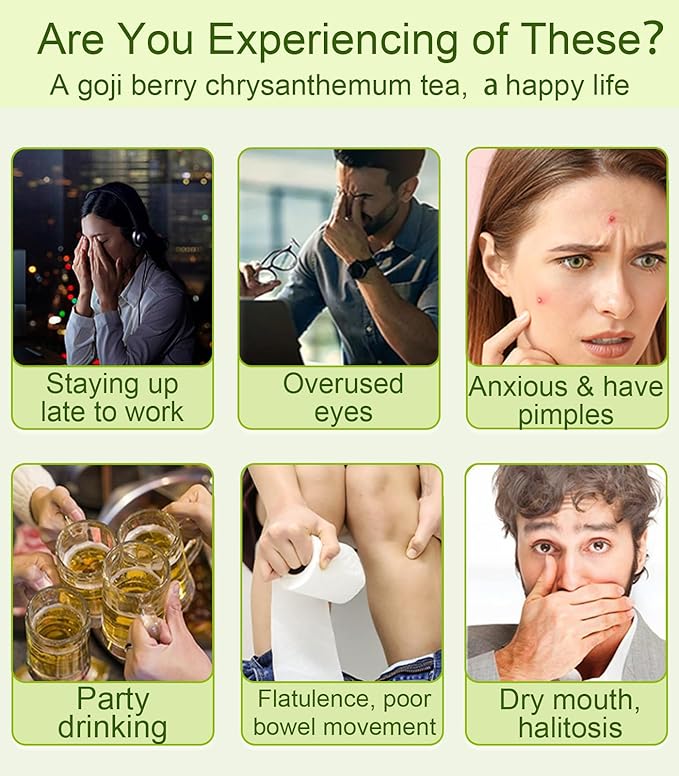 Goji Berry Chrysanthemum Tea for Liver Health, Dandelion Wolfberry Tea Bags, Chinese Health Herbal Tea, Include Cassia Seed, Licorice, Orange Peel, Gardenia, Tea Loose Leaf(1Box,15 Bags)