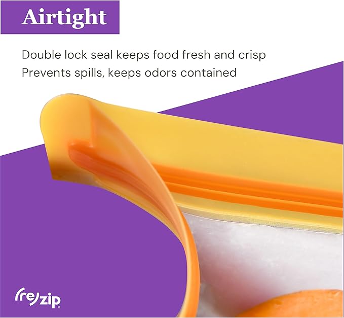 (re) zip Reusable Kitchen and Pantry Food Storage Bags – 2-Piece BPA-Free Leakproof Organization for Snacks, Chips, Cereal, Dry Goods – Airtight, Freezer and Dishwasher Safe, Aqua & Cobalt