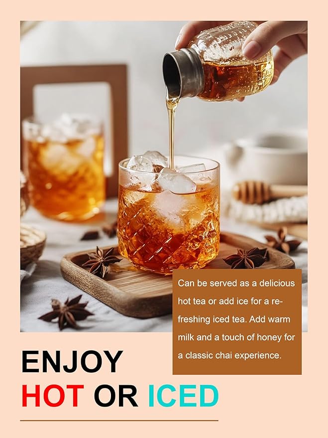 TeeLux Decaf Chai Black Tea, Decaffeinated Black Tea with Cinnamon, Ginger, Cardamom, Star Anise, Robust & Spicy Flavor, 100 Count