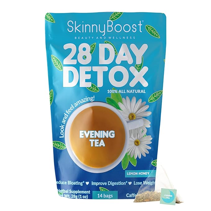 Skinny Boost Evening Detox Tea-14 Tea Bags Total, Supports Detox and Cleanse, Reduce Bloating, 100% All Natural, Vegan, Non GMO