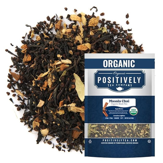 Organic Positively Tea Company, Masala Chai Black Tea, Loose Leaf, 4 Ounce