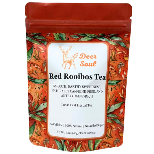 Deer Soul Red Rooibos Herbal Tea | Earthy Loose Leaf Rooibos Tea, Caffeine Free Botanical Brew, 1.5 oz