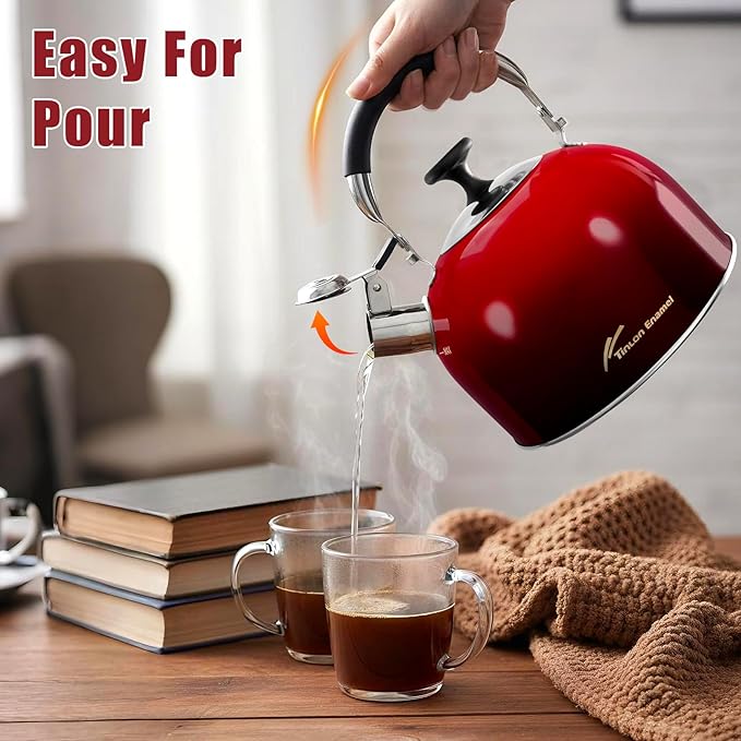 Tea Kettle Stovetop,Stainless Steel Whistling Tea Kettle For Stove Top, 2.5 Qt Tea Pot With Folding Handle