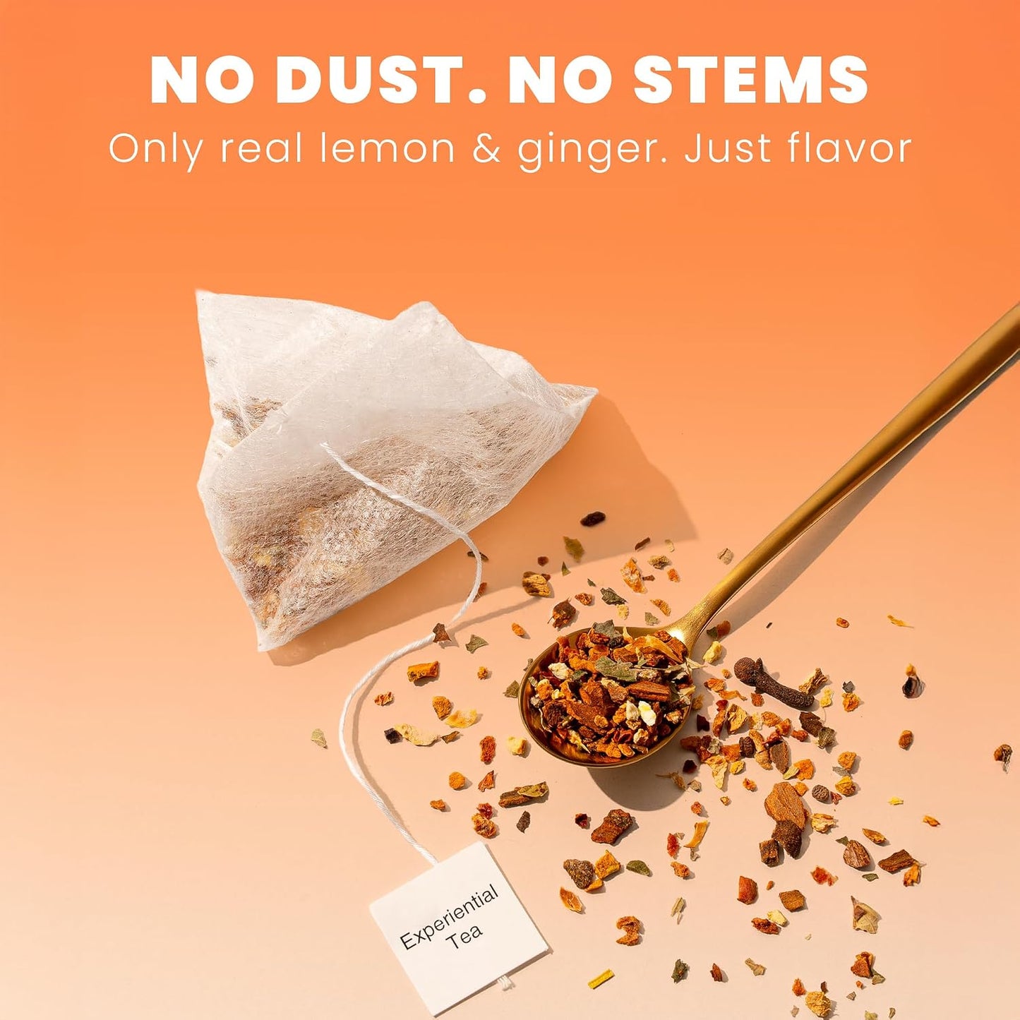 Yellow.fit Ginger Lemon Herbal Tea Bags – 1500mg Loose Leaf Tea Bags, Caffeine-Free Herbal Tea with Ginger Root &amp; Lemon Peel, Plant-Based Tea Bags, 100 Count