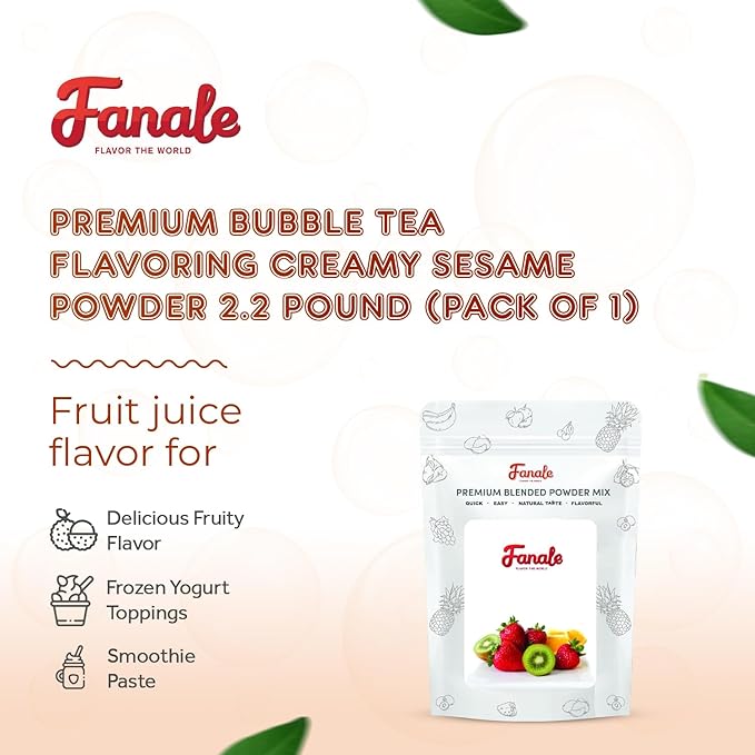 Fanale Premium Creamy Sesame Bubble Tea Flavoring Powder | Perfect for Baking, Smoothies, Desserts and Drinks | Instant Flavoring Powder for Boba Milk Tea- 2.2 Pounds (Pack of 20).