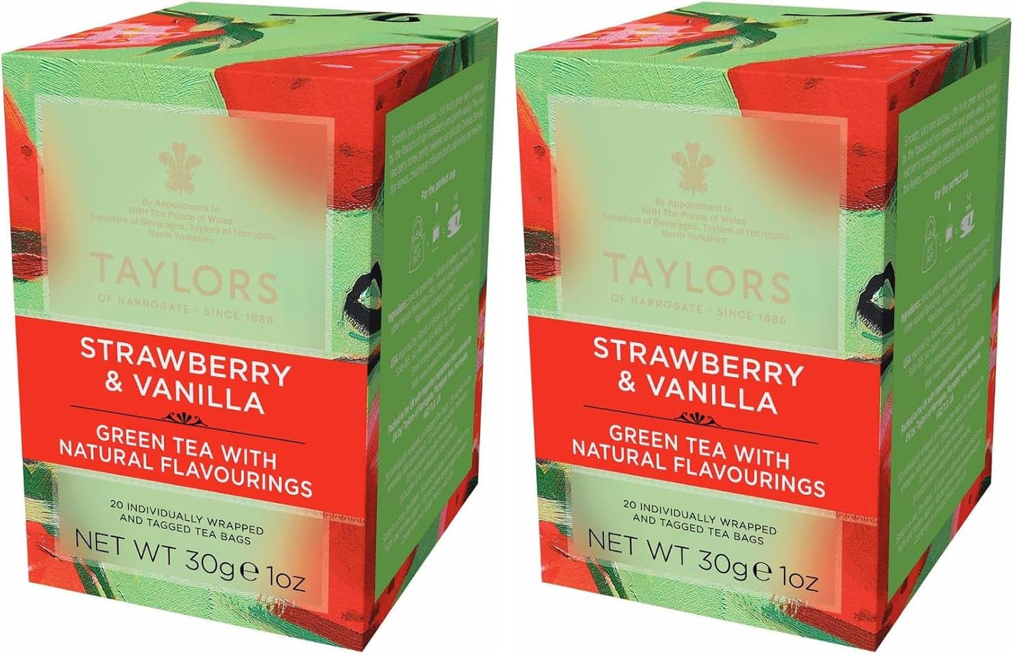 Taylors of Harrogate Strawberry & Vanilla Green Tea, 20 Count (Pack of 2)