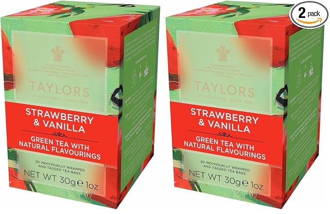 Taylors of Harrogate Strawberry & Vanilla Green Tea, 20 Count (Pack of 2)