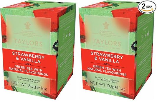 Taylors of Harrogate Strawberry & Vanilla Green Tea, 20 Count (Pack of 2)
