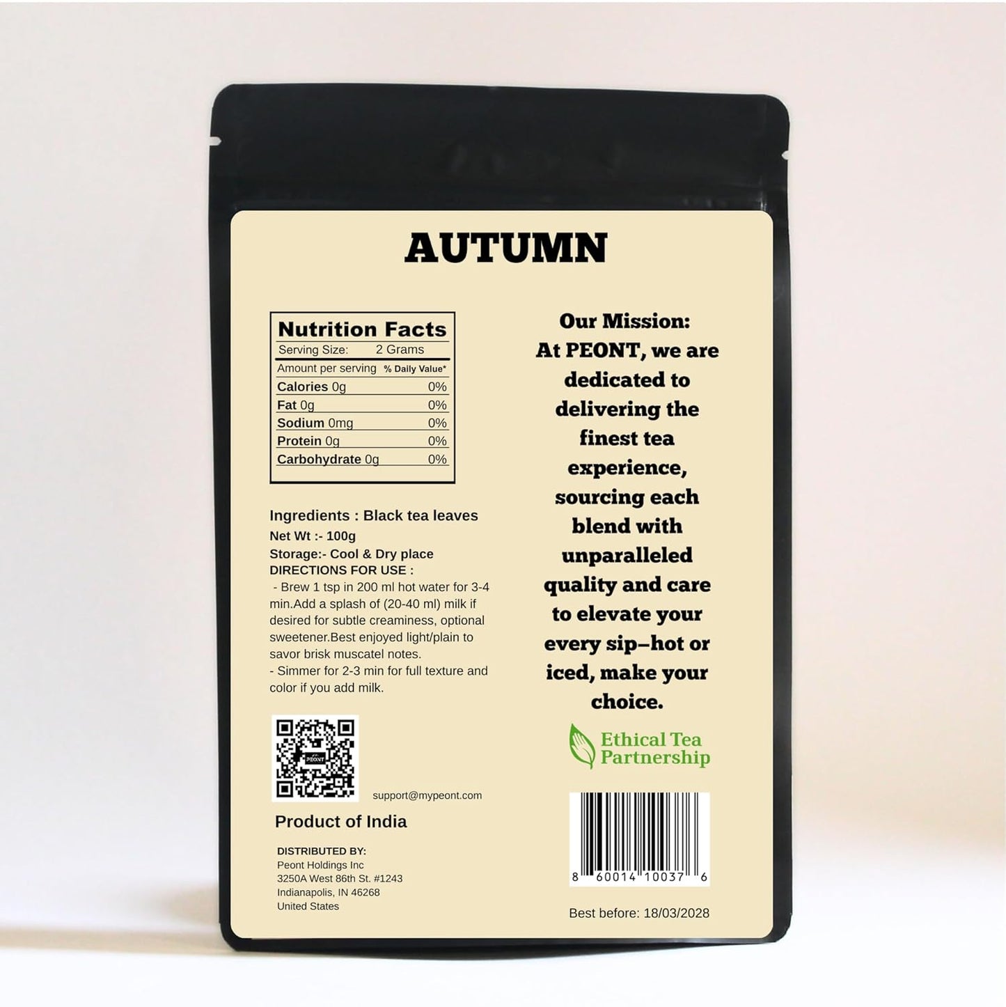 Peont Autumn Crescendo Single Estate Darjeeling Black Tea, 100g, Flowery Full-bodied, Mellow with Sweet Berry & Floral Notes