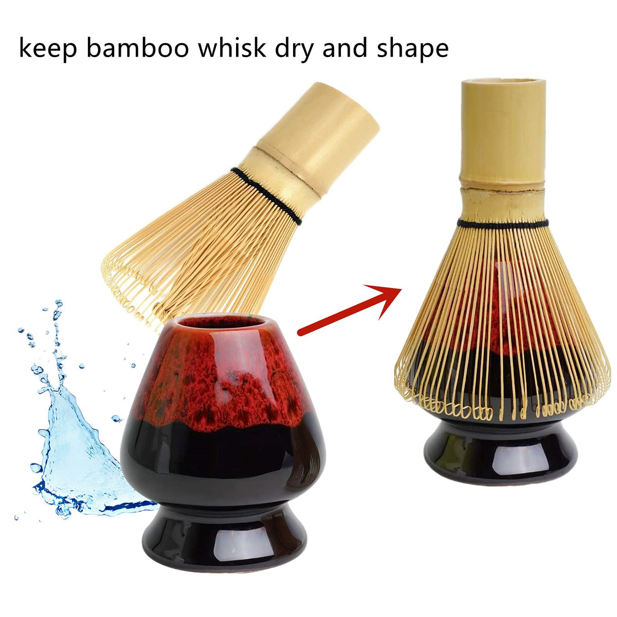 ZUHSA Matcha Tea Whisk Holder Ceramic Holder for Bamboo Matcha Chasen fit for Matcha Chasen Tea Set Accessories (Light Green)