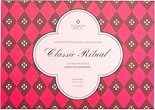 BLOSSOM RITUAL Classic Ritual Black Tea Gift Set – 6 Loose‑Leaf Artisan Tins – Earl Grey, Crimson Rose, Autumn Orange & More – Elegant Tea Sampler – 4.2oz