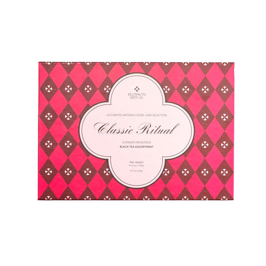 BLOSSOM RITUAL Classic Ritual Black Tea Gift Set – 6 Loose‑Leaf Artisan Tins – Earl Grey, Crimson Rose, Autumn Orange &amp; More – Elegant Tea Sampler – 4.2oz