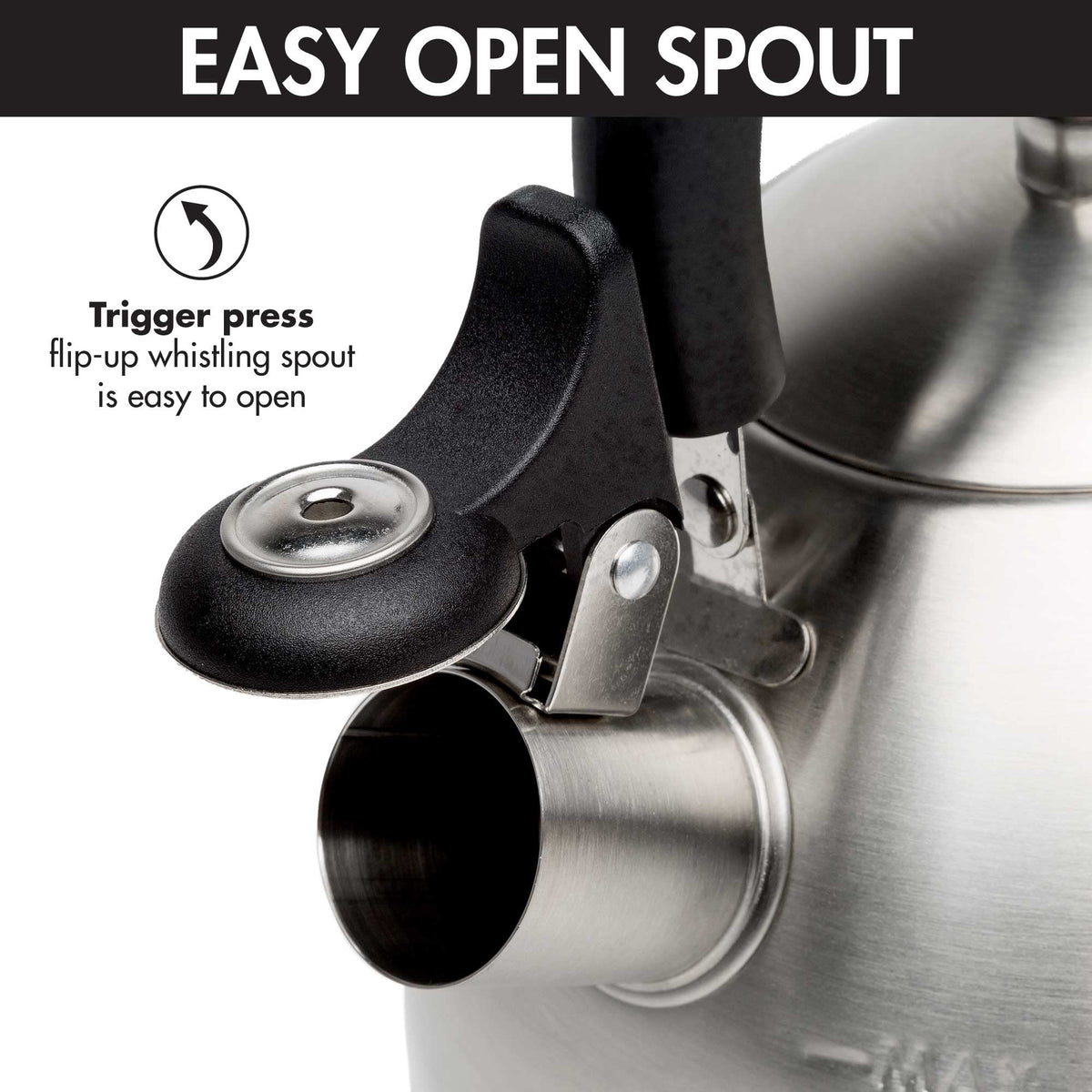 Primula Stewart Whistling Tea Kettle for Stovetop, Stainless Steel Stove Top Kettle with Fast Boil Whistling Spout and Cool