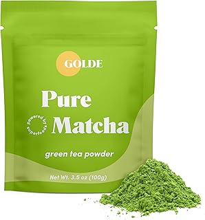GOLDE - Pure Matcha - Ceremonial Grade Matcha Powder - Green Tea Superfood w/L-Theanine & Antioxidants - 60mg Caffeine - Jitter Free Energy - 100g Pouch