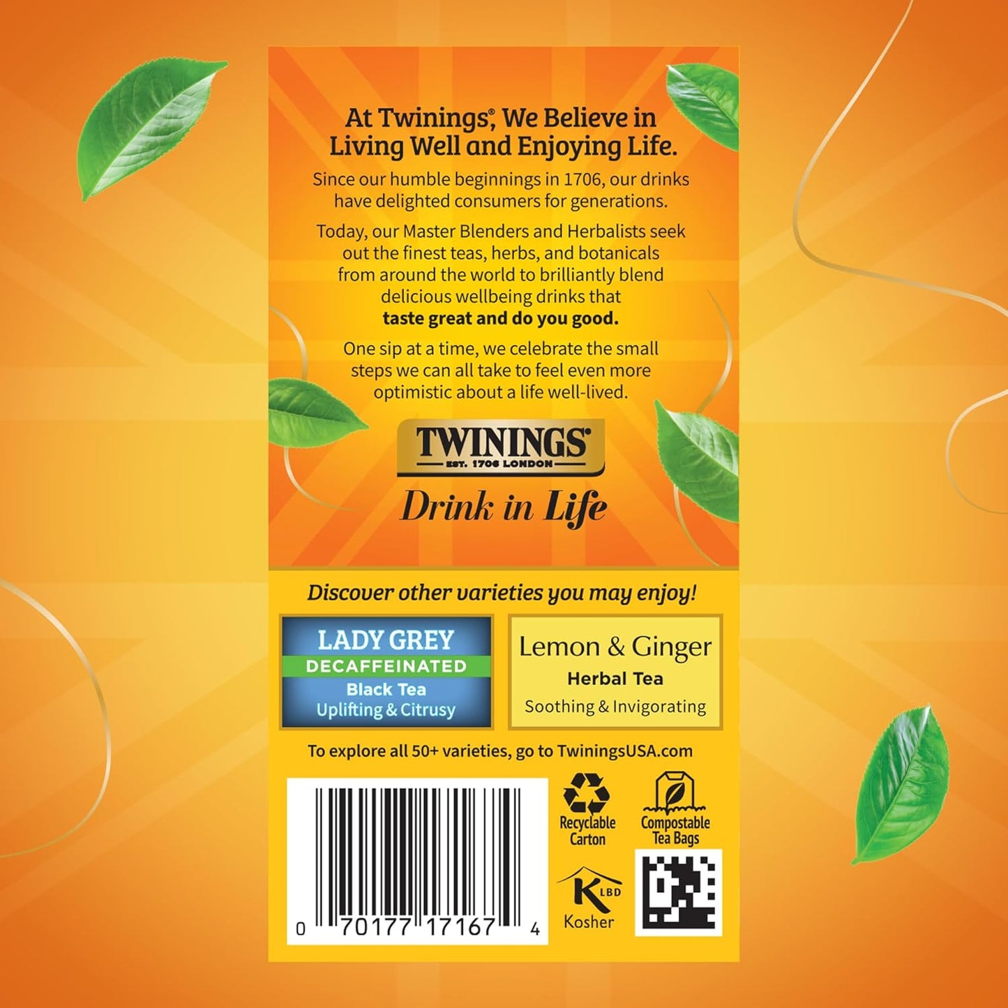 Twinings Decaffeinated Earl Grey Black Tea Individually Wrapped Bags, 20 Count (Pack of 2), Flavoured with Citrus and Bergamot, Enjoy Hot or Iced, 20 Teabags