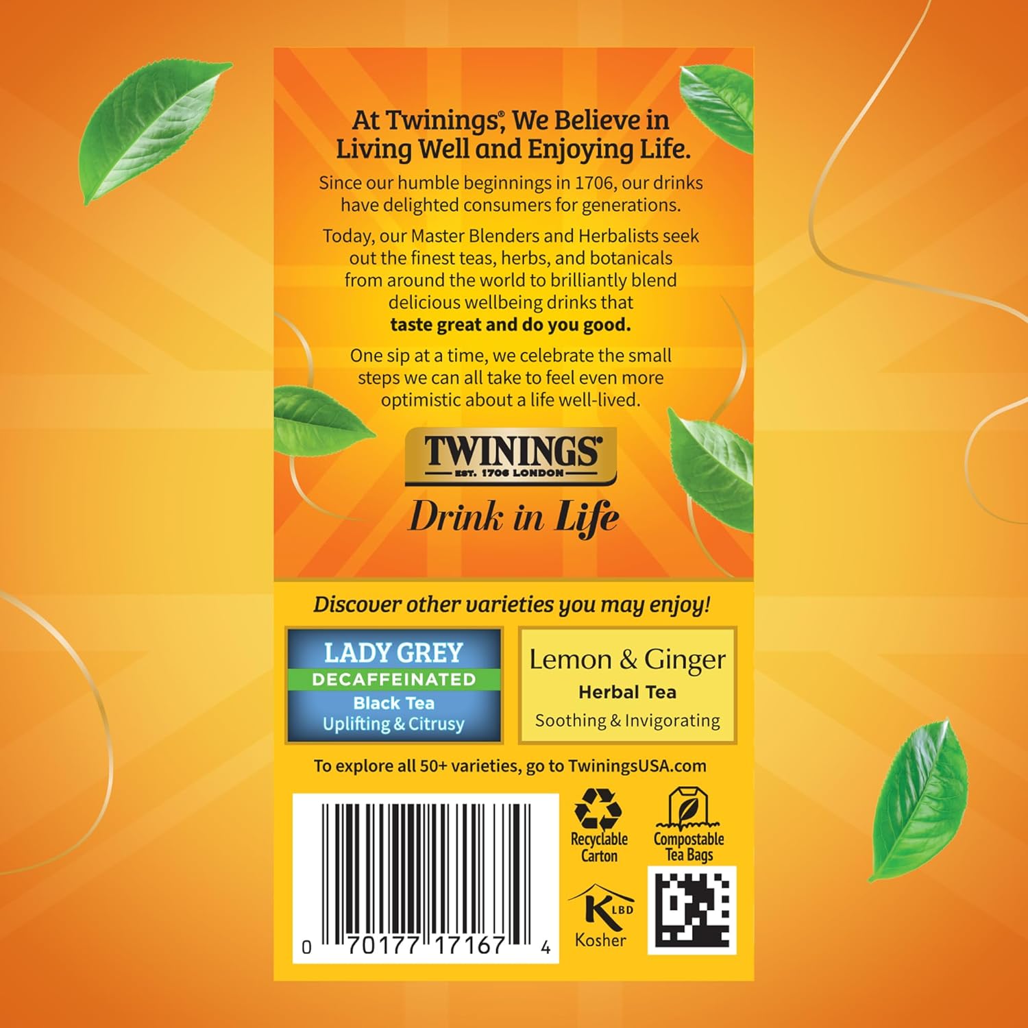 Twinings Decaffeinated Earl Grey Black Tea Individually Wrapped Bags, 20 Count (Pack of 2), Flavoured with Citrus and Bergamot, Enjoy Hot or Iced, 20 Teabags