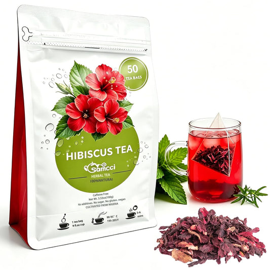 Samcci Hibiscus Tea Bags, 50 Count, Pure Dried Flor De Jamaica Flower