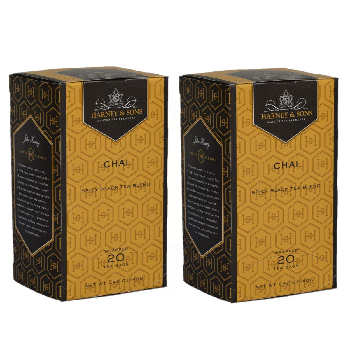 Harney & Sons Harney & Son's Masala Chai Box of 20 Teabags Two Pack (40 Total) - Spicy Black Tea Blend With Cardamom