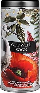 Get Well Soon Tea by La Tea Dah (Garden Therapy), Gourmet Tea Gift Sets, Beautiful Reusable Tea Tin, Caffeine Free Herbal Tea, Feel Better Gifts for Women (12 Sachets)