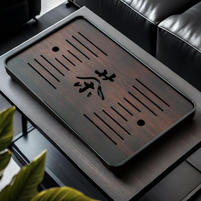 Large 17 Inch Bamboo Chinese Gongfu Tea Ceremony Tray Table Box with Water Storage for Kungfu Kung fu Tea Set
