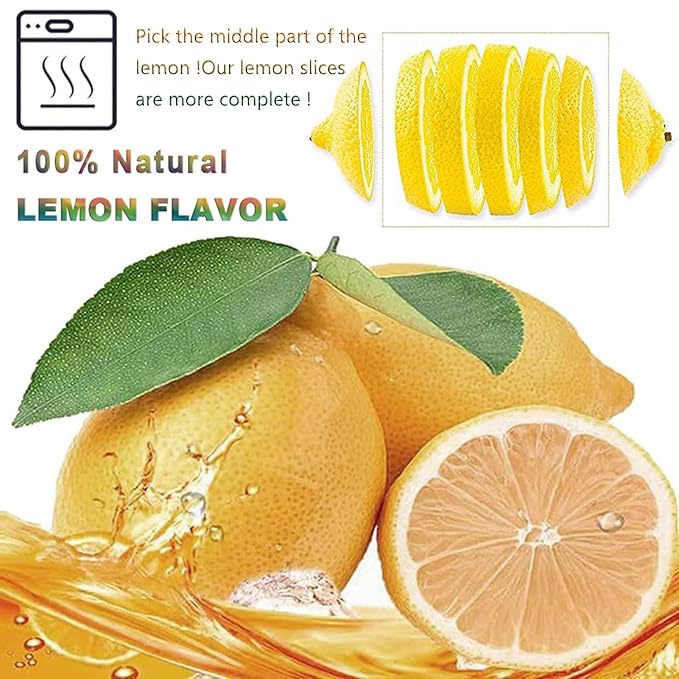 Freeze dried lemon, fresh dried lemon slices, fruit tea freeze-dried lemon, very suitable for tea, baking and decoration, beverages, cocktails, side dishes, rich taste(Freeze dried lemon, 12.69oz/360g,144-148 pieces)