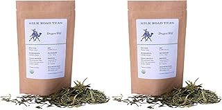 Silk Road Teas, Organic Loose Leaf Green Tea, Dragon Well, Longjing, Invigorating, Sweet & Chesnut Flavors, 1.5 ounces (Pack of 2)