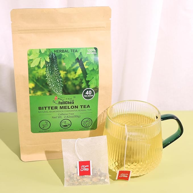FullChea - Bitter Melon Tea, 2g X 40 Count - Premium Natural Dried Momordica Charantia - Cut & Sifted - Non-GMO - Caffeine-free
