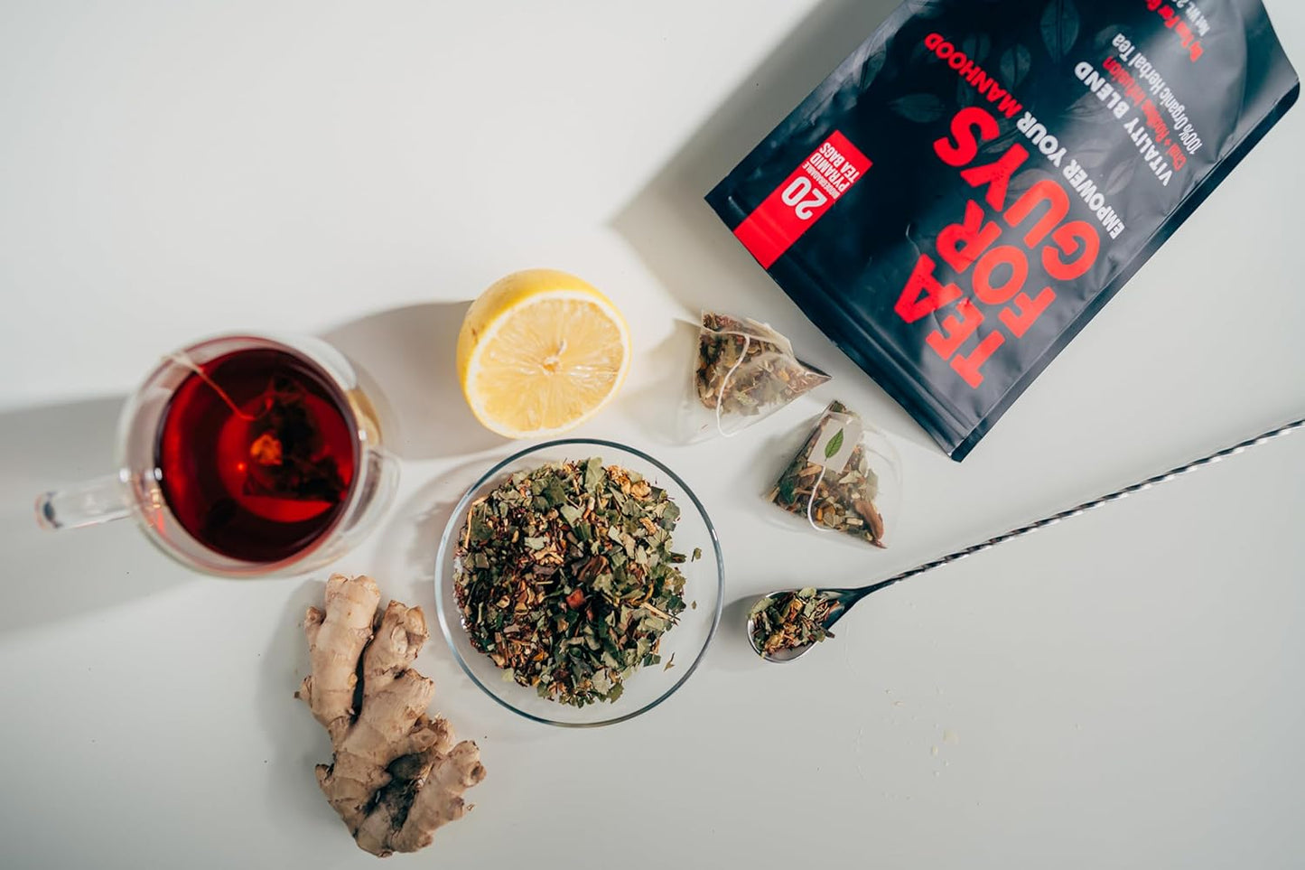 Tea For Guys: Vitality Blend – Natural Support for Testosterone, Libido, Male Fertility and overall Male Vitality | Herbal Tea for Mens Wellness – 20 Biodegradable Tea Bags