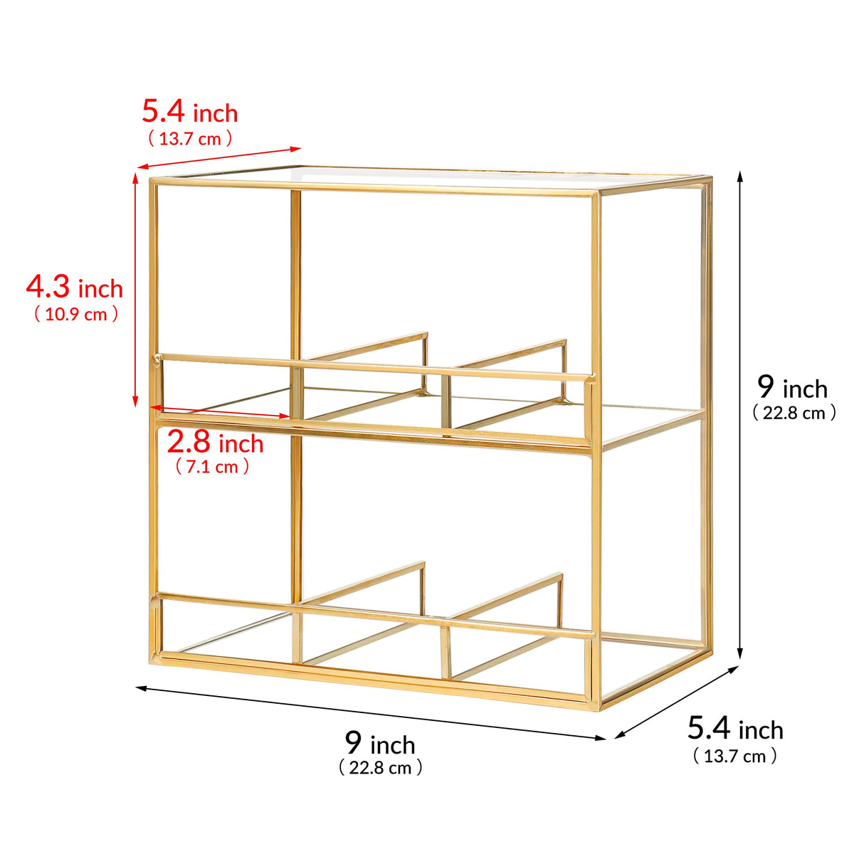 REDHUGO Glass Tea Bag Organizer for Counter, 2-Tier Teabag Organizer Storage Holder for Tea Bags, Glass Caddy Box Containers