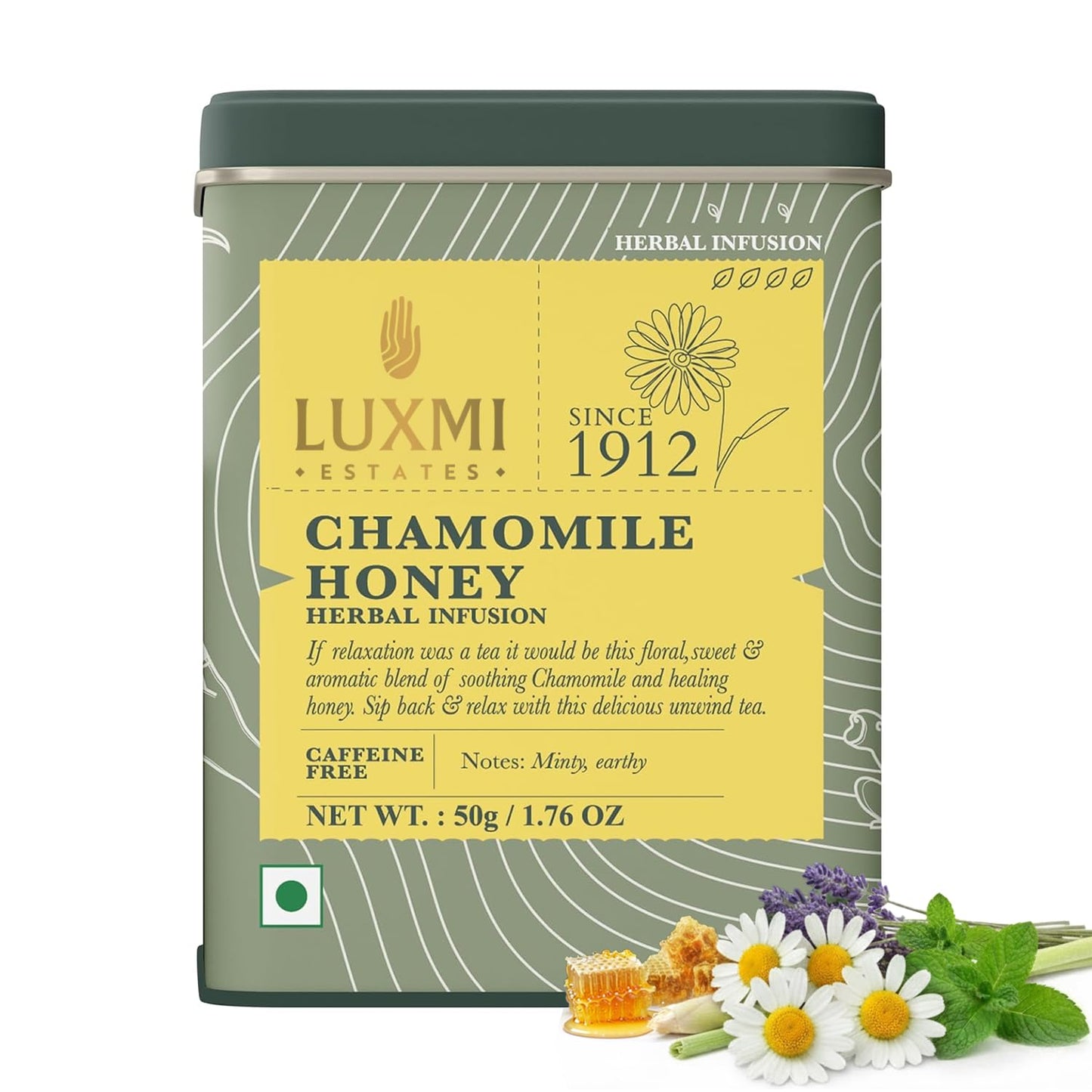 Luxmi Estates Chamomile Honey Loose Leaf Tea 50g/1.76oz (25 Cups) for Relaxation &amp; Calm | Caffeine Free