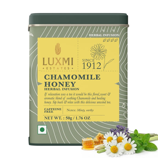 Luxmi Estates Chamomile Honey Loose Leaf Tea 50g/1.76oz (25 Cups) for Relaxation &amp; Calm | Caffeine Free